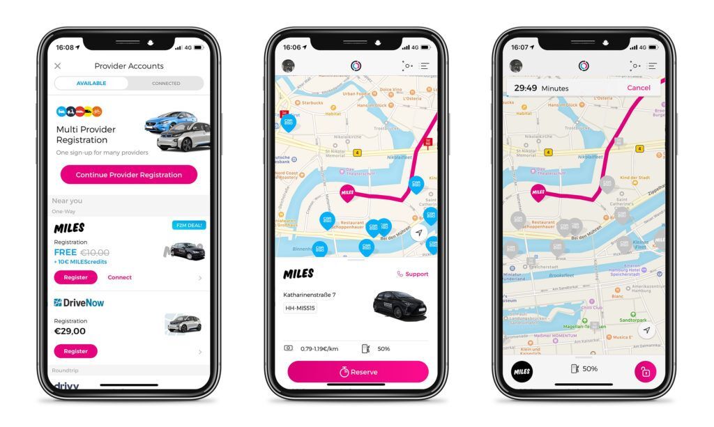 miles hamburg carsharing with Free2Move - besten Reise-Apps